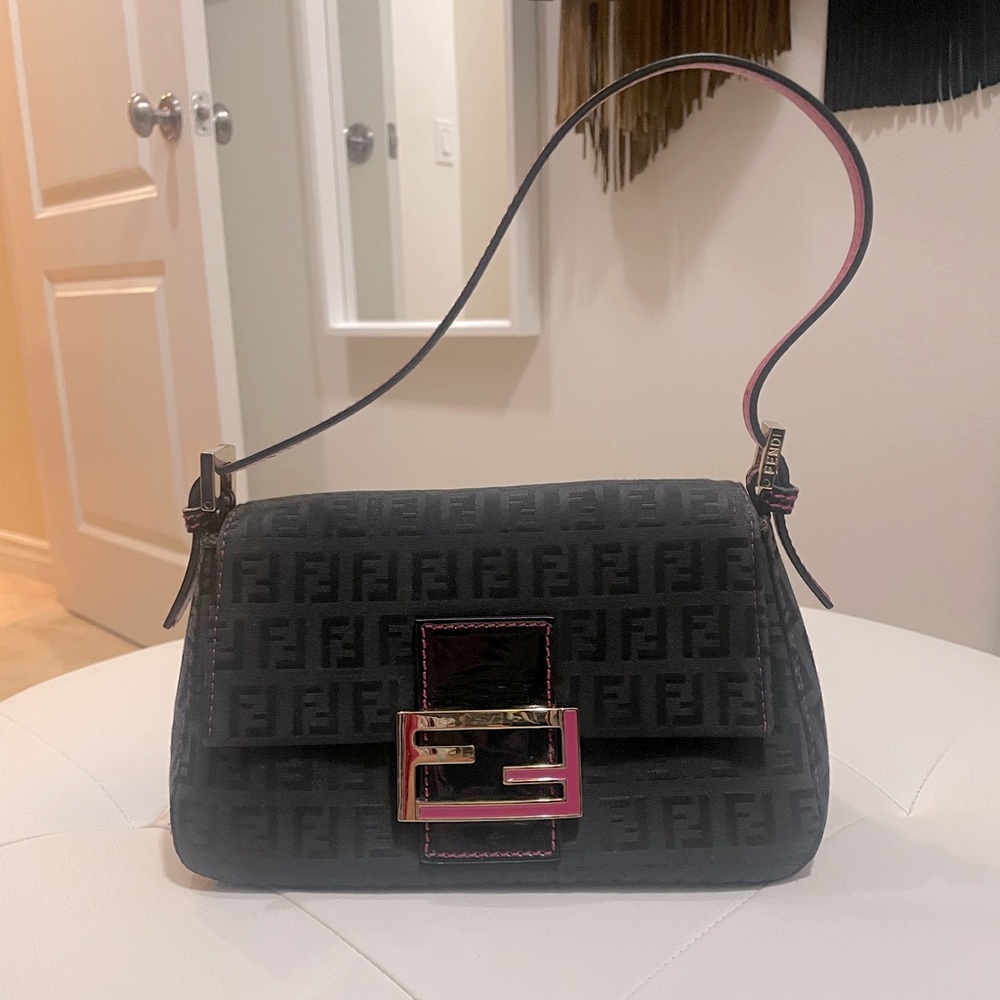 black/pink Fendi handbag